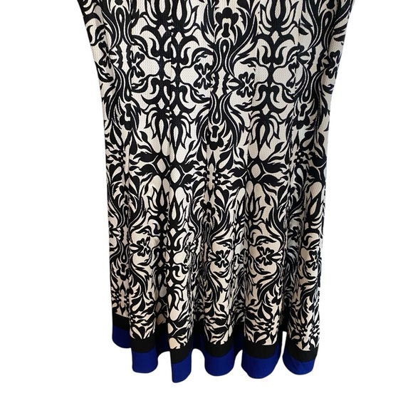 HAANI Petite Women's Flared Dress Midi Floral White/Black Print Sleeveless PXL - Picture 3 of 15